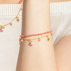 Pulsera con Cristal Rosa acabado oro 18k - Ethal