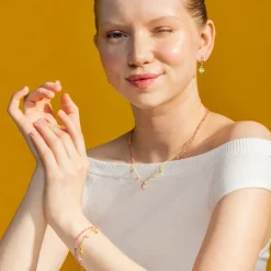 Pulsera con Cristal Rosa acabado oro 18k - Ethal