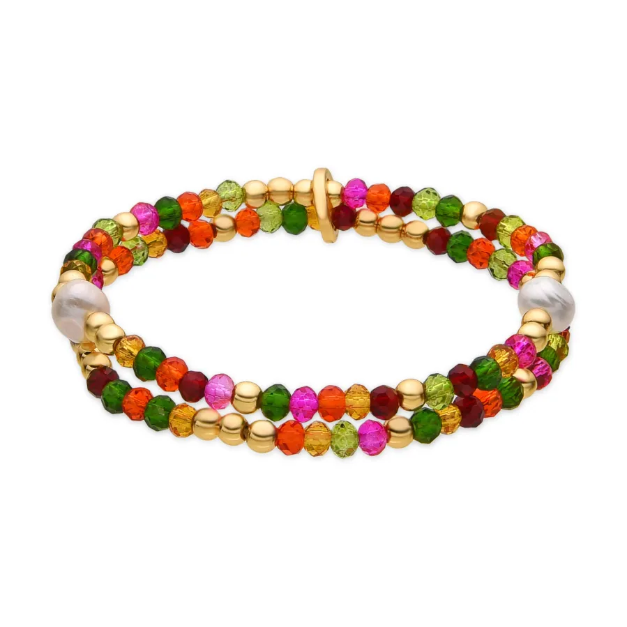 Pulsera con Cristal Rosa acabado oro 18k - Miota