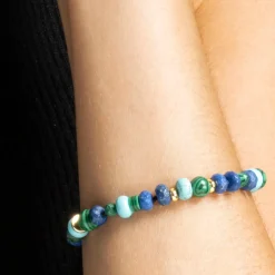 Pulsera con Lapislazuli Natural acabado oro 18k - Arru