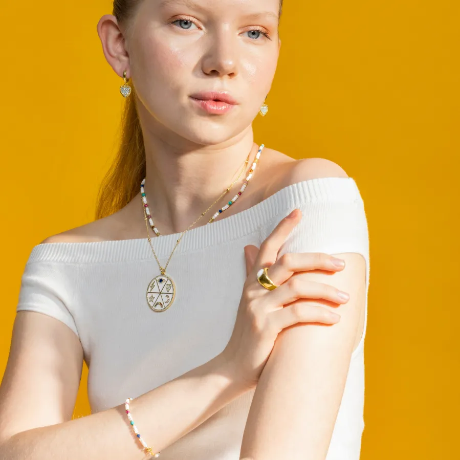 Pulsera con Madreperla Blanca acabado oro 18k - Xolau