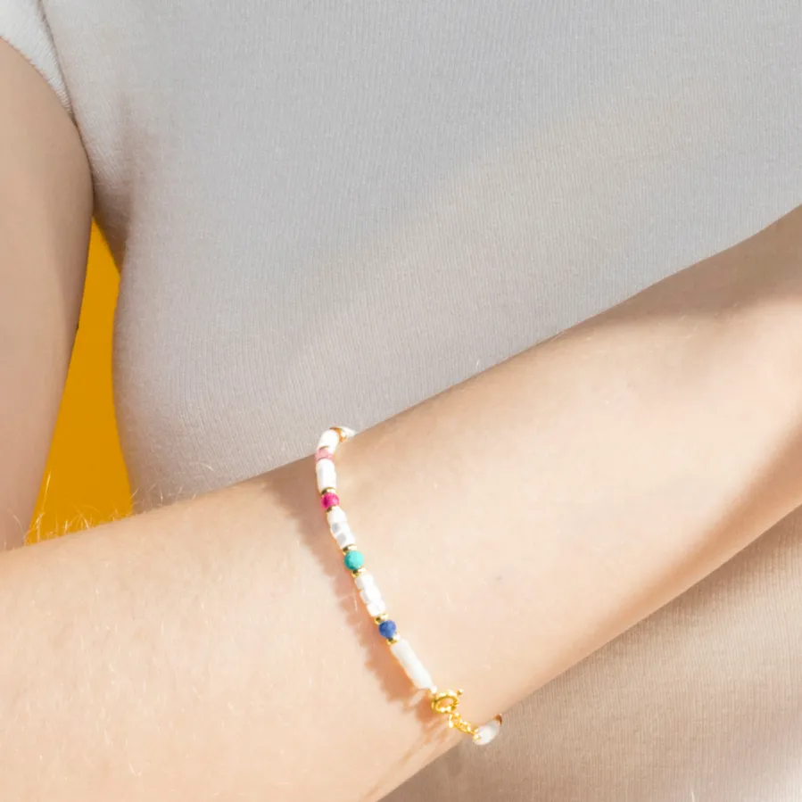 Pulsera con Madreperla Blanca acabado oro 18k - Xolau