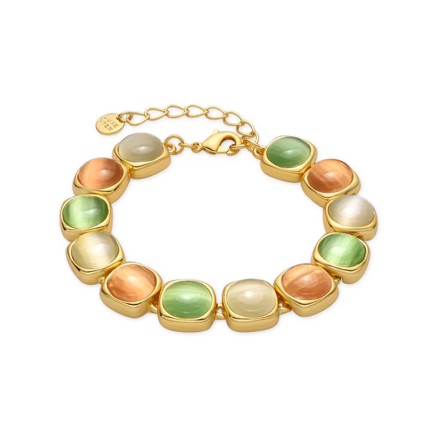 Pulsera con Ojo de Gato Multicolor acabado oro 18k - Shureo