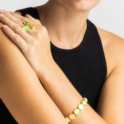 Pulsera con Ojo de Gato Multicolor acabado oro 18k - Shureo
