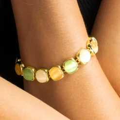 Pulsera con Ojo de Gato Multicolor acabado oro 18k - Shureo