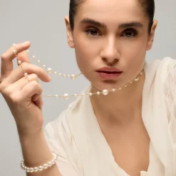 Pulsera con Perla Blanca acabado oro 18k - Anrae