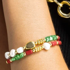 Pulsera con Perla Blanca acabado oro 18k - Kany