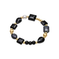 Pulsera con Resina Negra acabado oro 18k - Nyste