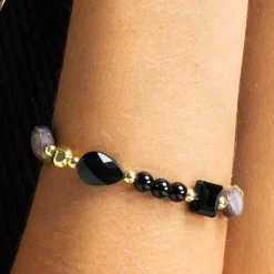 Pulsera con Resina Negra acabado oro 18k - Nyste