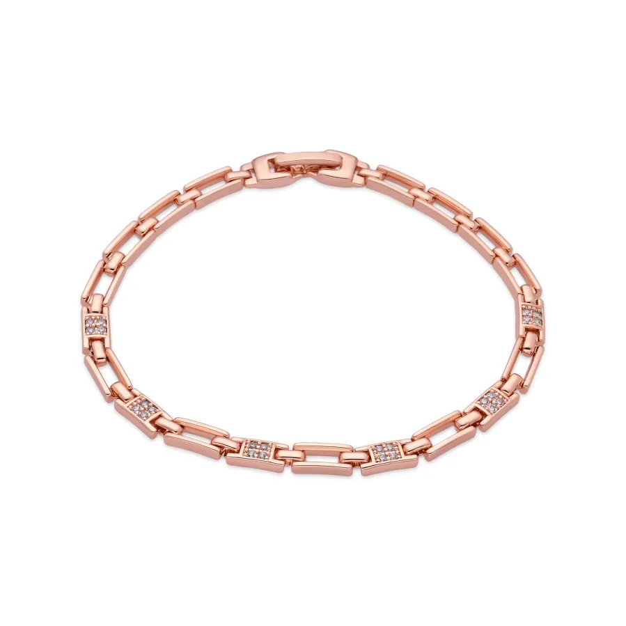 Pulsera de Circonita Brillante acabado en oro rosa de 18k - Mona
