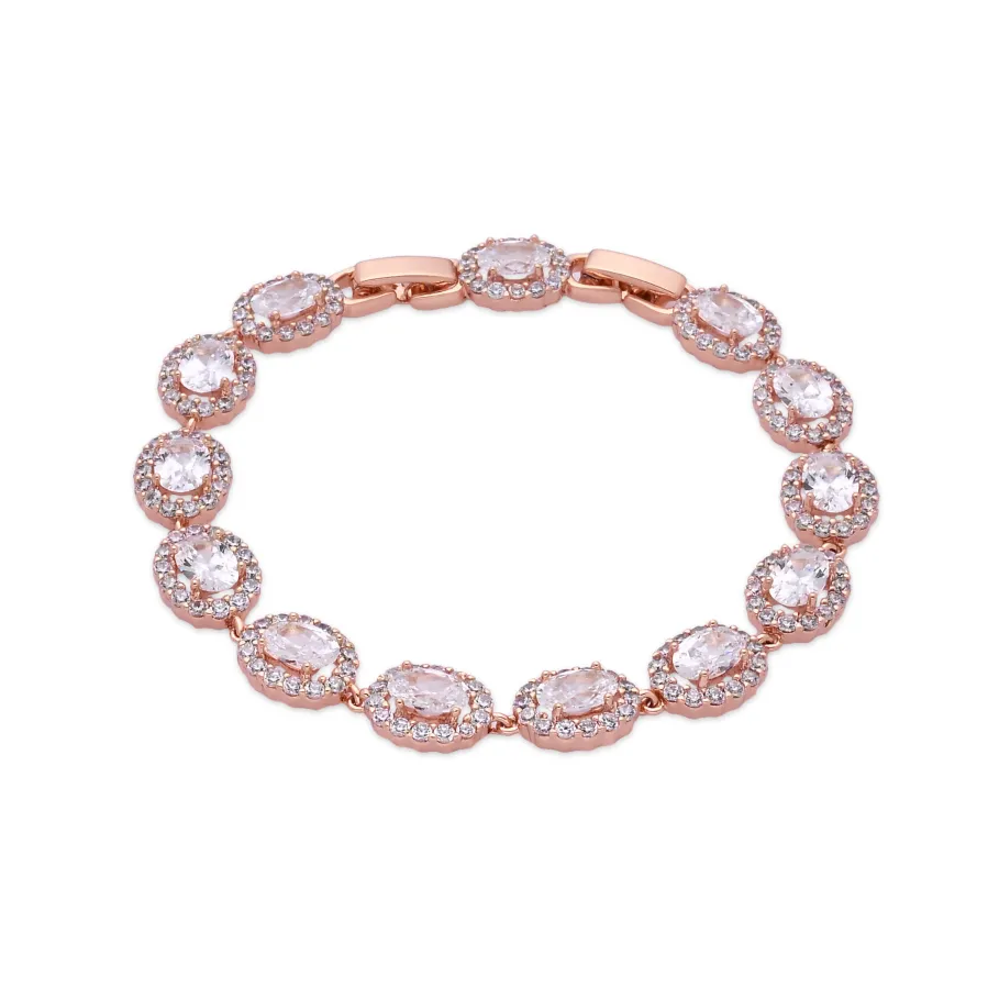Pulsera de Circonita Brillante acabado en oro rosa de 18k - Zarane