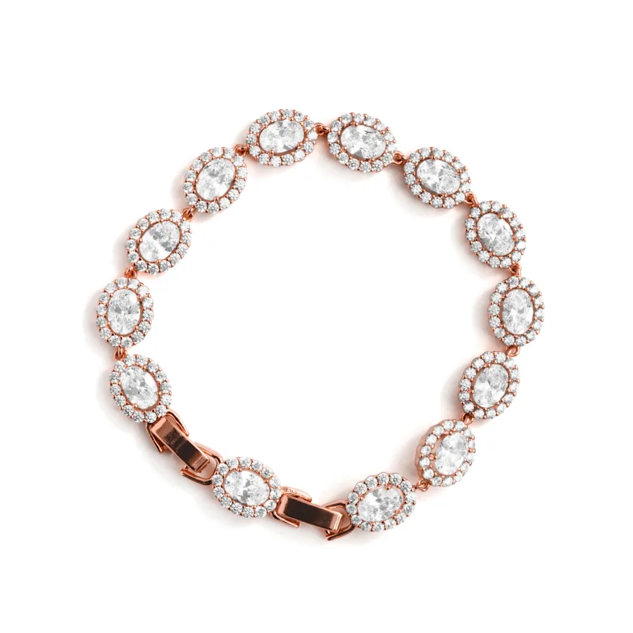 Pulsera de Circonita Brillante acabado en oro rosa de 18k - Zarane