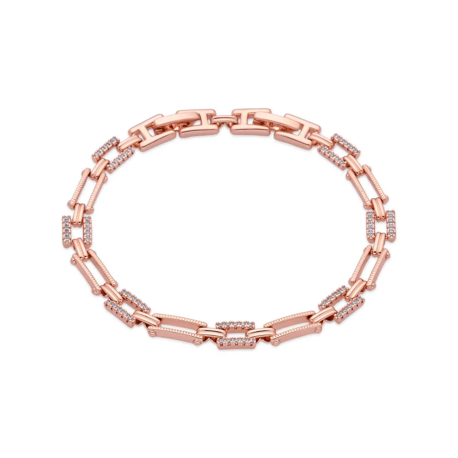 Pulsera de Circonita Brillante acabado en oro rosa de 18k - Elki