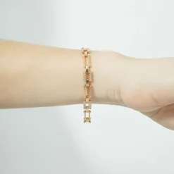 Pulsera de Circonita Brillante acabado en oro rosa de 18k - Elki