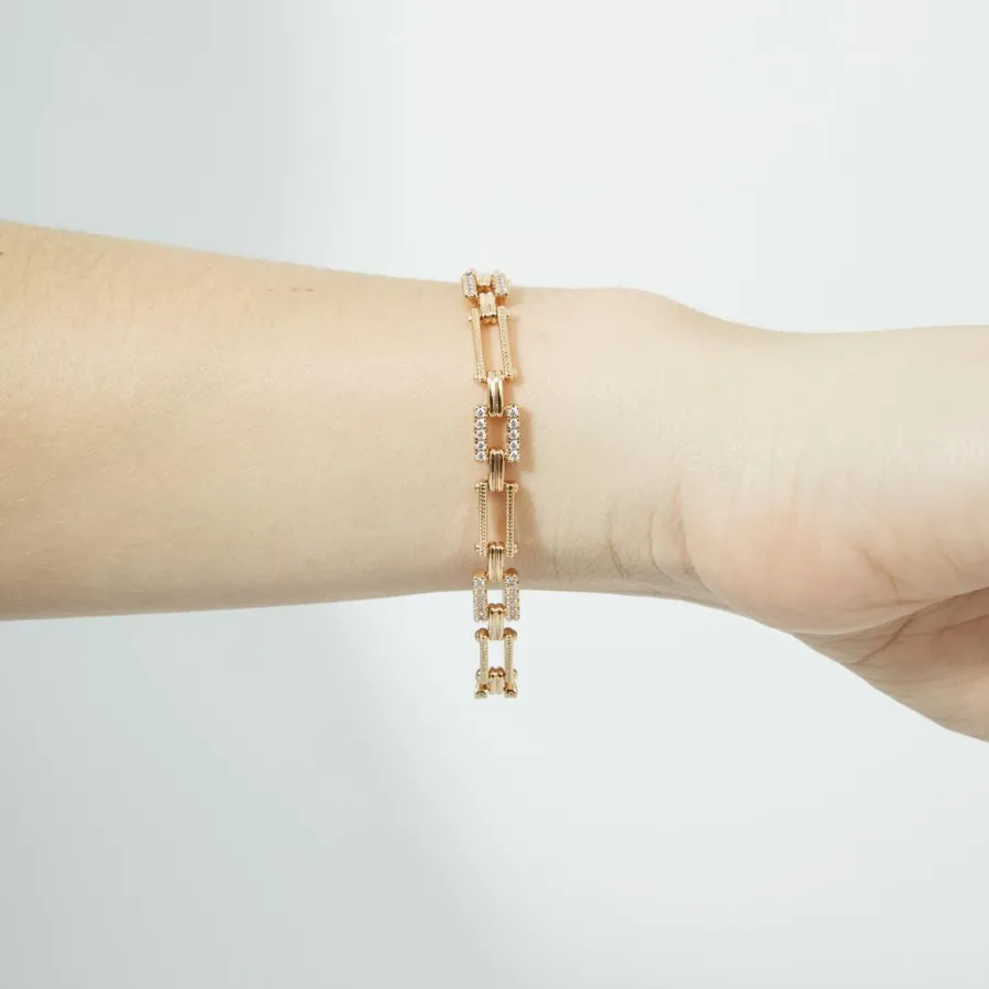 Pulsera de Circonita Brillante acabado en oro rosa de 18k - Elki