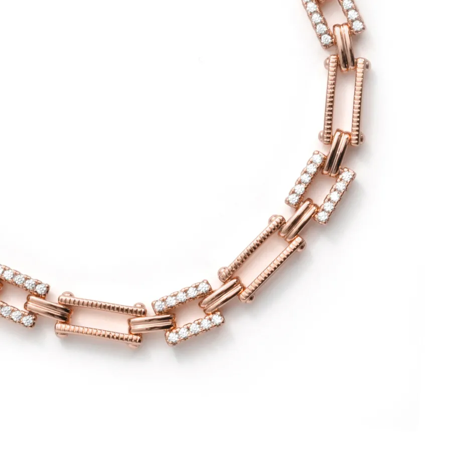 Pulsera de Circonita Brillante acabado en oro rosa de 18k - Elki