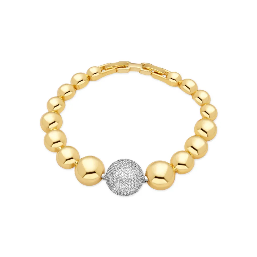 Pulsera de Circonita Brillante acabado en oro amarillo de 18k - Avihe