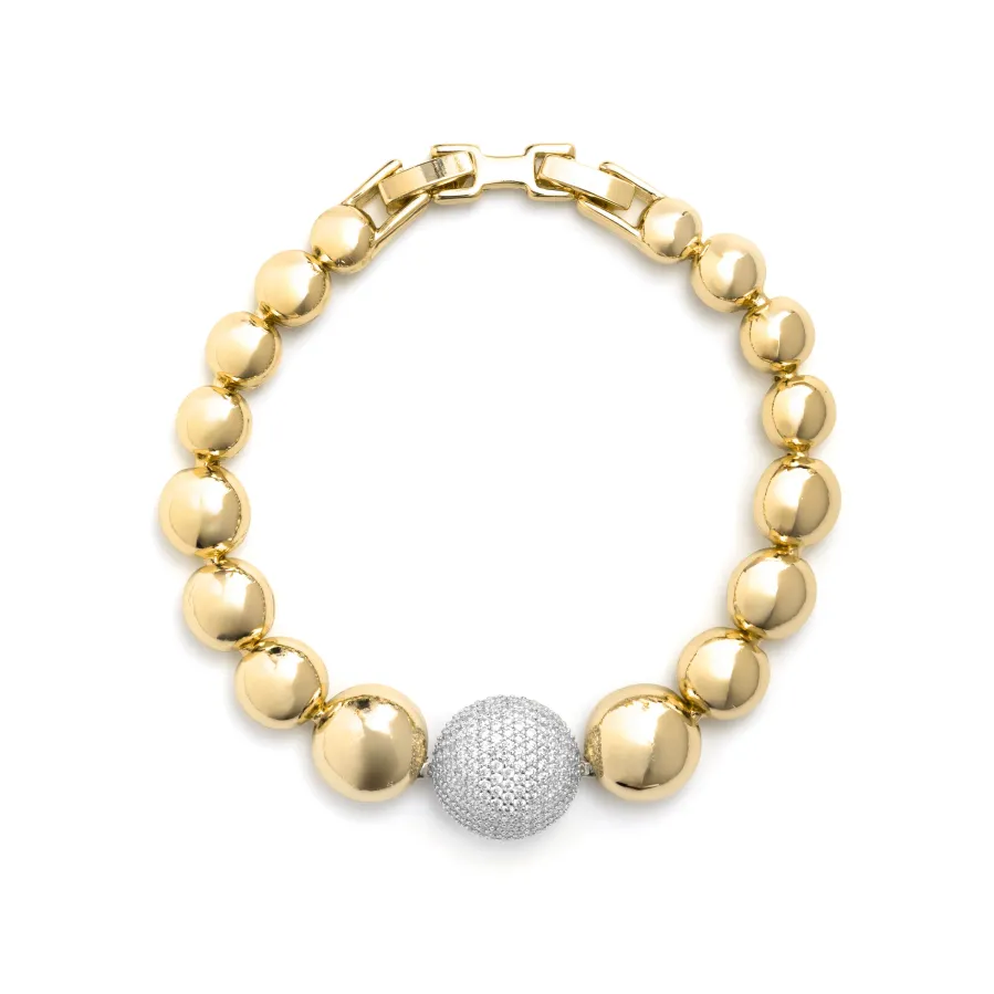 Pulsera de Circonita Brillante acabado en oro amarillo de 18k - Avihe