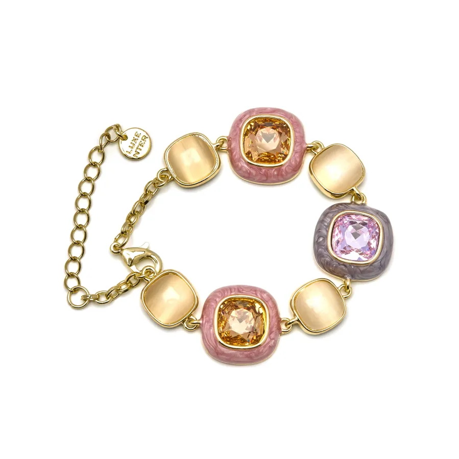 Pulsera de Circonita Multicolor acabada en oro amarillo 18K - Drogolo