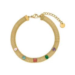 Pulsera de Circonita Multicolor acabado en oro amarillo 18k - Vaine