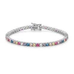 Pulsera de Circonita Multicolor Acabado En Plata - Manlor