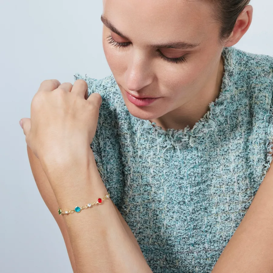 Pulsera de Circonita Multicolor acabado en oro amarillo de 18k - Akas