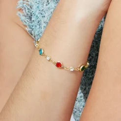 Pulsera de Circonita Multicolor acabado en oro amarillo de 18k - Akas