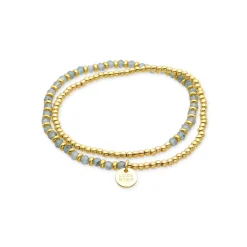 Pulsera de Cristal Azul acabada en oro amarillo 18K - Zira