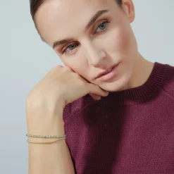 Pulsera de Cristal Azul acabada en oro amarillo 18K - Zira