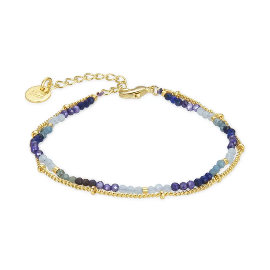 Pulsera de Cristal Azul Oscuro acabada en oro amarillo 18K - Aiel