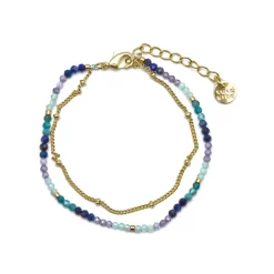 Pulsera de Cristal Azul Oscuro acabada en oro amarillo 18K - Aiel