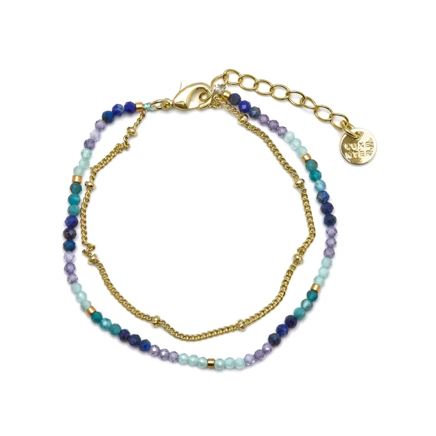 Pulsera de Cristal Azul Oscuro acabada en oro amarillo 18K - Aiel