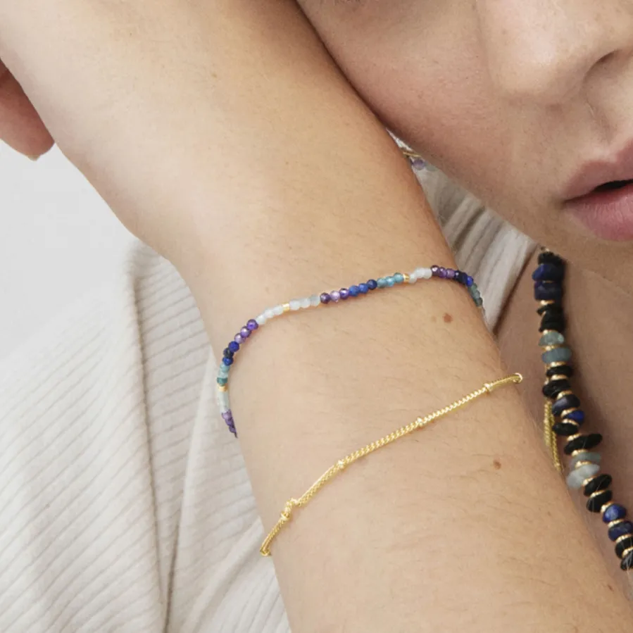 Pulsera de Cristal Azul Oscuro acabada en oro amarillo 18K - Aiel