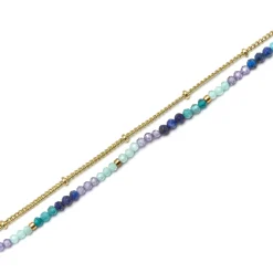 Pulsera de Cristal Azul Oscuro acabada en oro amarillo 18K - Aiel