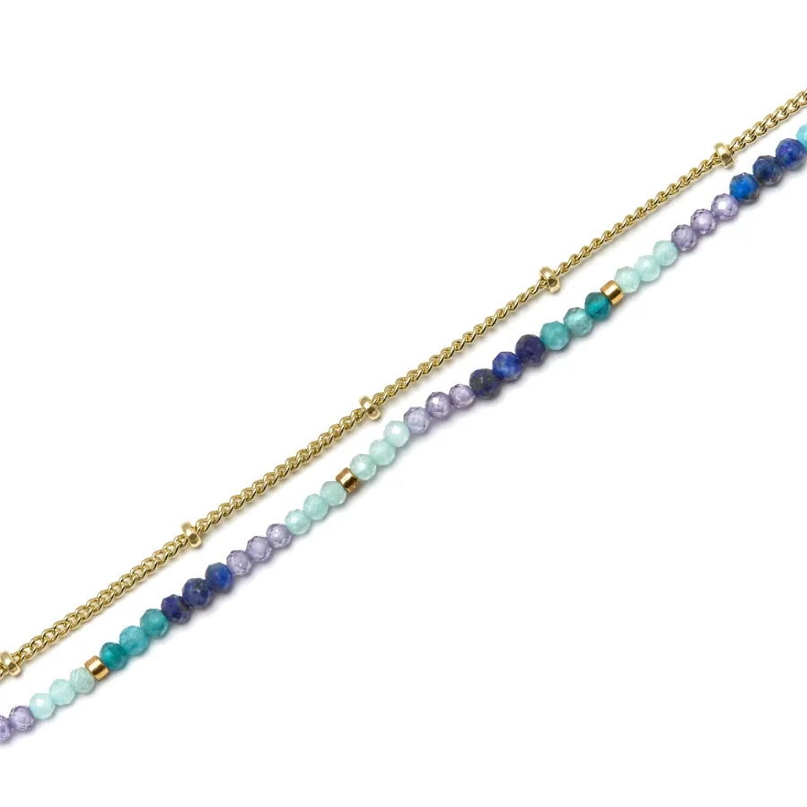 Pulsera de Cristal Azul Oscuro acabada en oro amarillo 18K - Aiel