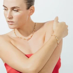 Pulsera de Cristal Marron acabado en oro amarillo 18k - Likdu