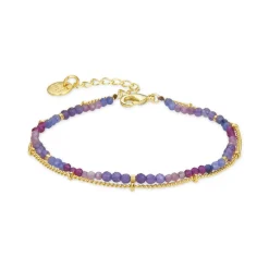 Pulsera de Cristal Morado acabada en oro amarillo 18K - Aiel