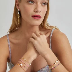 Pulsera de Cristal Morado acabada en oro amarillo 18K - Aiel