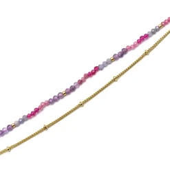 Pulsera de Cristal Morado acabada en oro amarillo 18K - Aiel