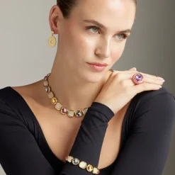 Pulsera de Cristal Multicolor acabada en oro amarillo 18K - Mantis