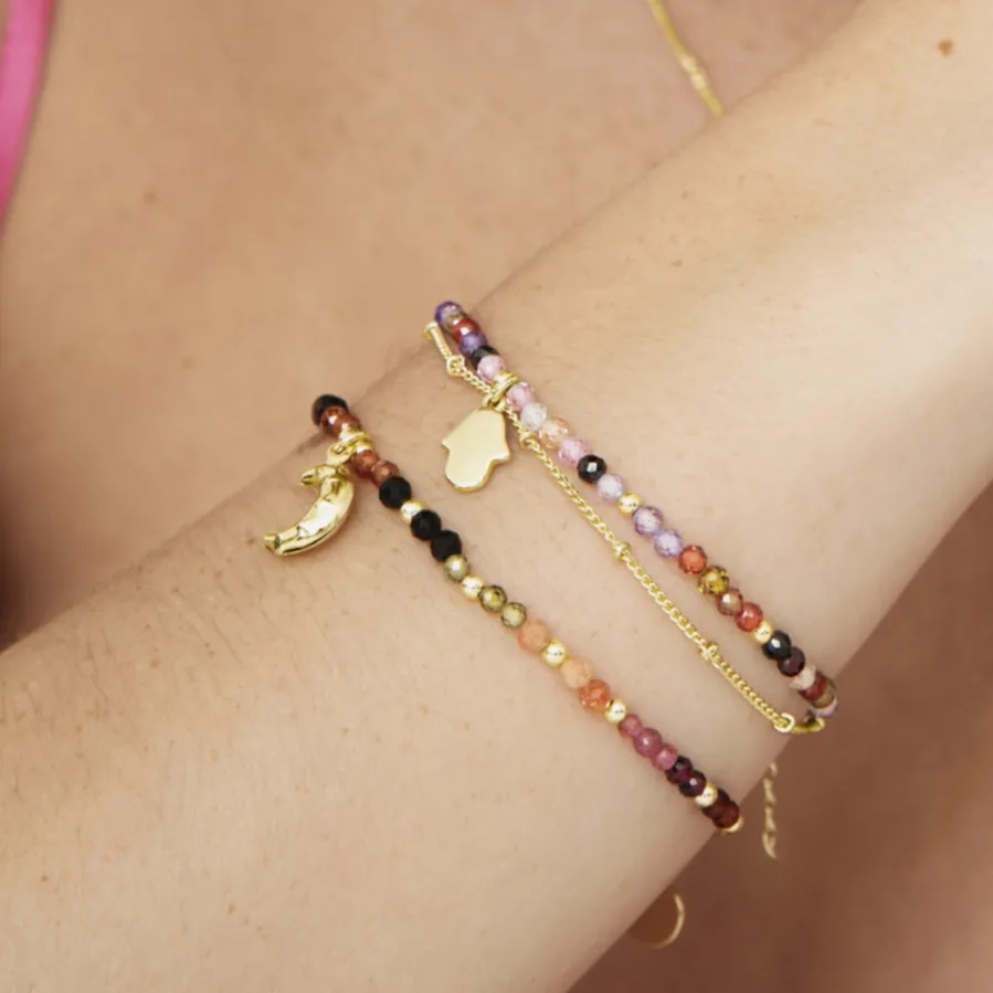 Pulsera de Cristal Multicolor acabada en oro amarillo 18K - Raxsu
