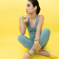 Pulsera de Cristal Verde acabada en oro amarillo 18K - Halok