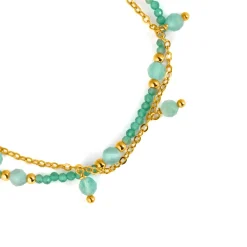 Pulsera de Cristal Verde acabado en oro amarillo 18k - Aira
