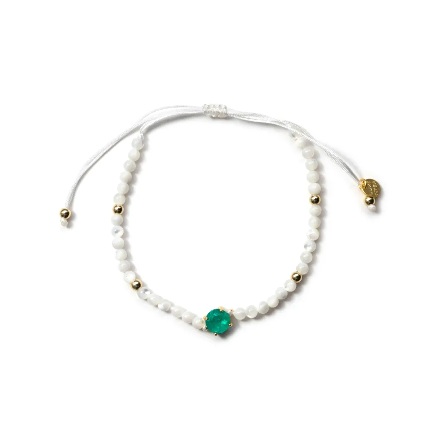 Pulsera de Cuarzo Hidrotermal Verde Paraiba acabado en oro amarillo de 18k - Neori