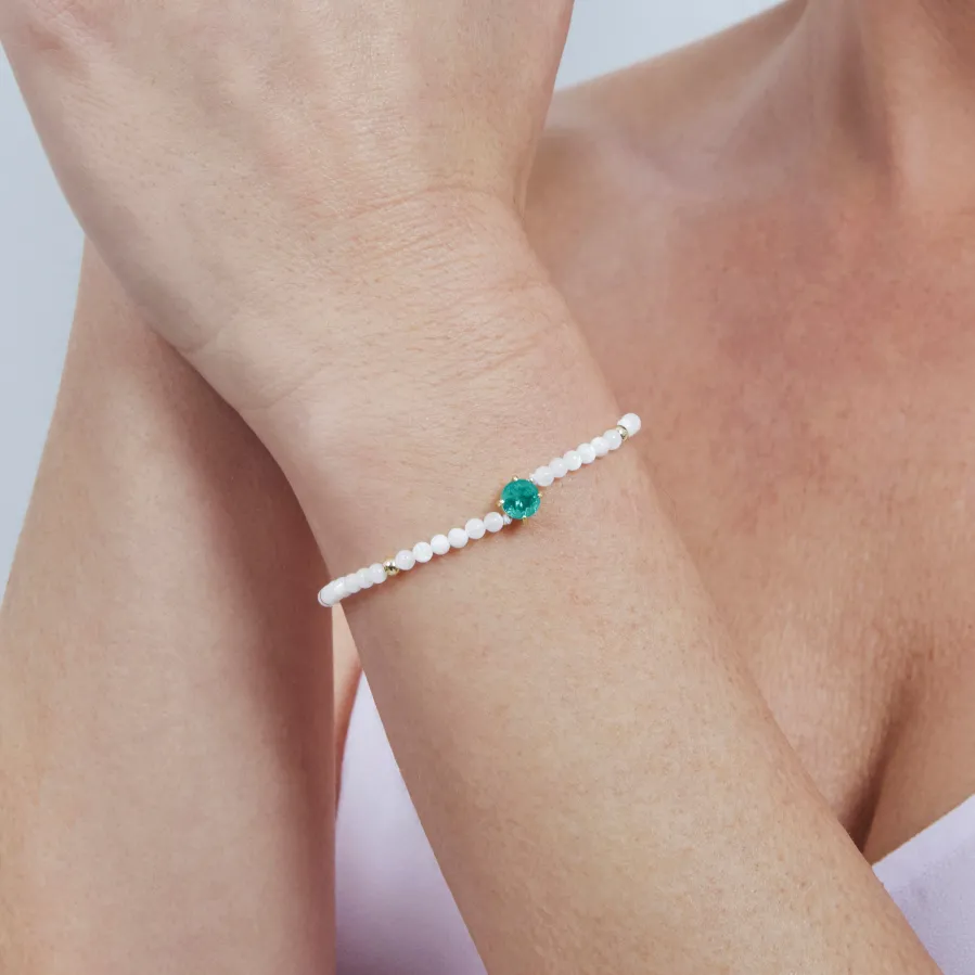 Pulsera de Cuarzo Hidrotermal Verde Paraiba acabado en oro amarillo de 18k - Neori