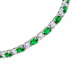 Pulsera de Cuarzo Hidrotermal Verde Paraiba acabado en rodio - Manlor