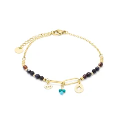 Pulsera de Cuarzo Hidrotermal Onix acabada en oro amarillo 18K- Ribed