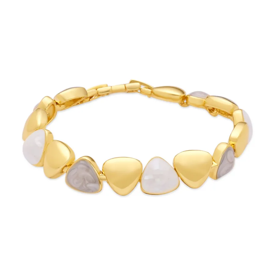 Pulsera de Madreperla Blanca acabado en oro amarillo de 18k - Riub