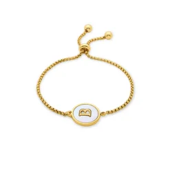 Pulsera de Madreperla Blanca acabada en oro amarillo 18K - Alphabet