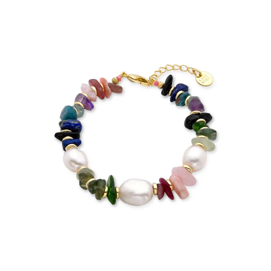 Pulsera de Multicolor Piedra Natural acabada en oro amarillo 18K - Kasyo